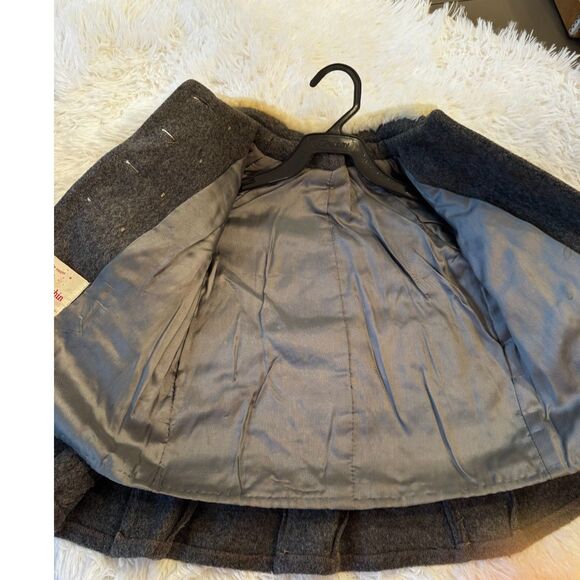Stunning vintage 1950's girls wool coat Little Miss Robin grey coat back pleats - Picture 6 of 9